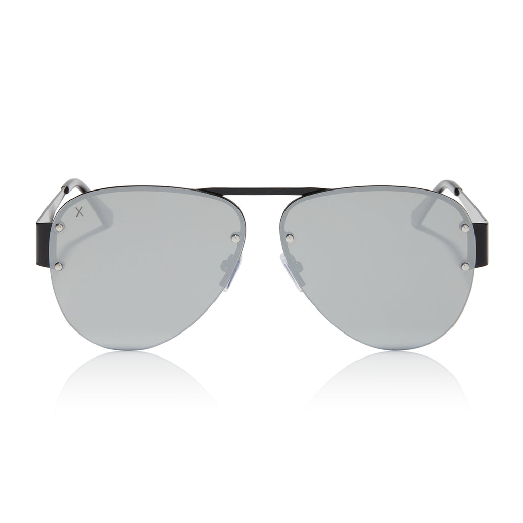 917 - black shiny metal frame + silver mirror sunglasses – Dime Optics
