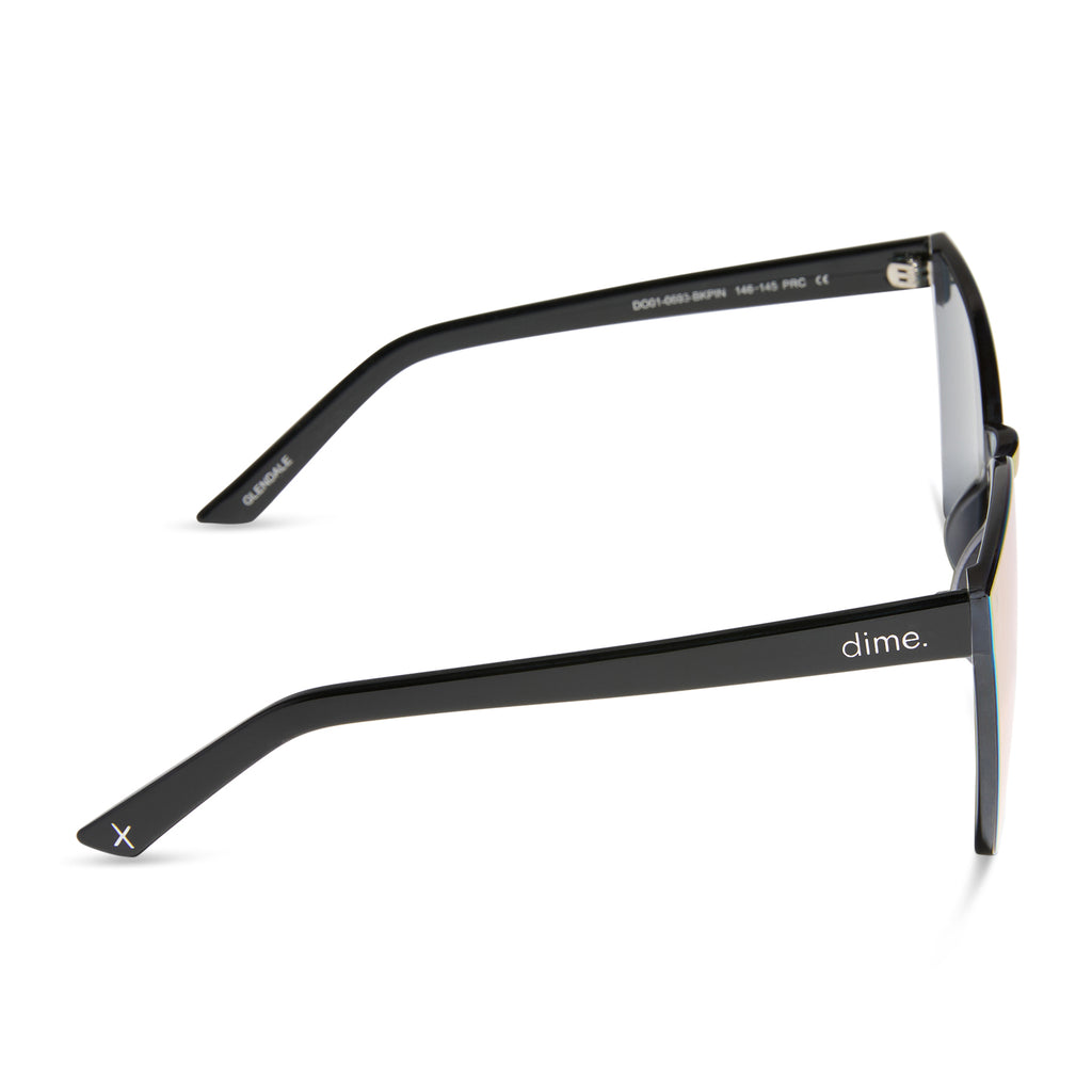 glendale cat eye sunglasses - black + candy pink mirror