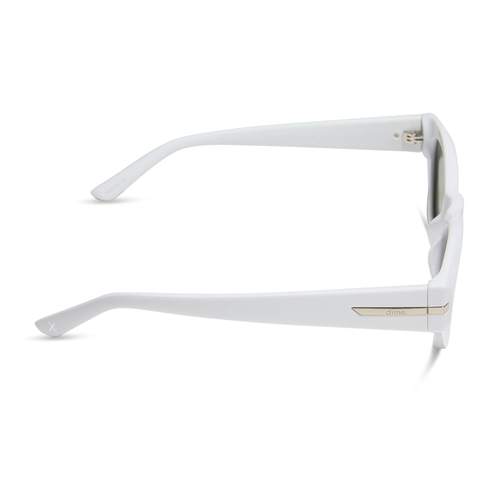sawtelle cat eye sunglasses - glossy white + silver mirror  display picture 2