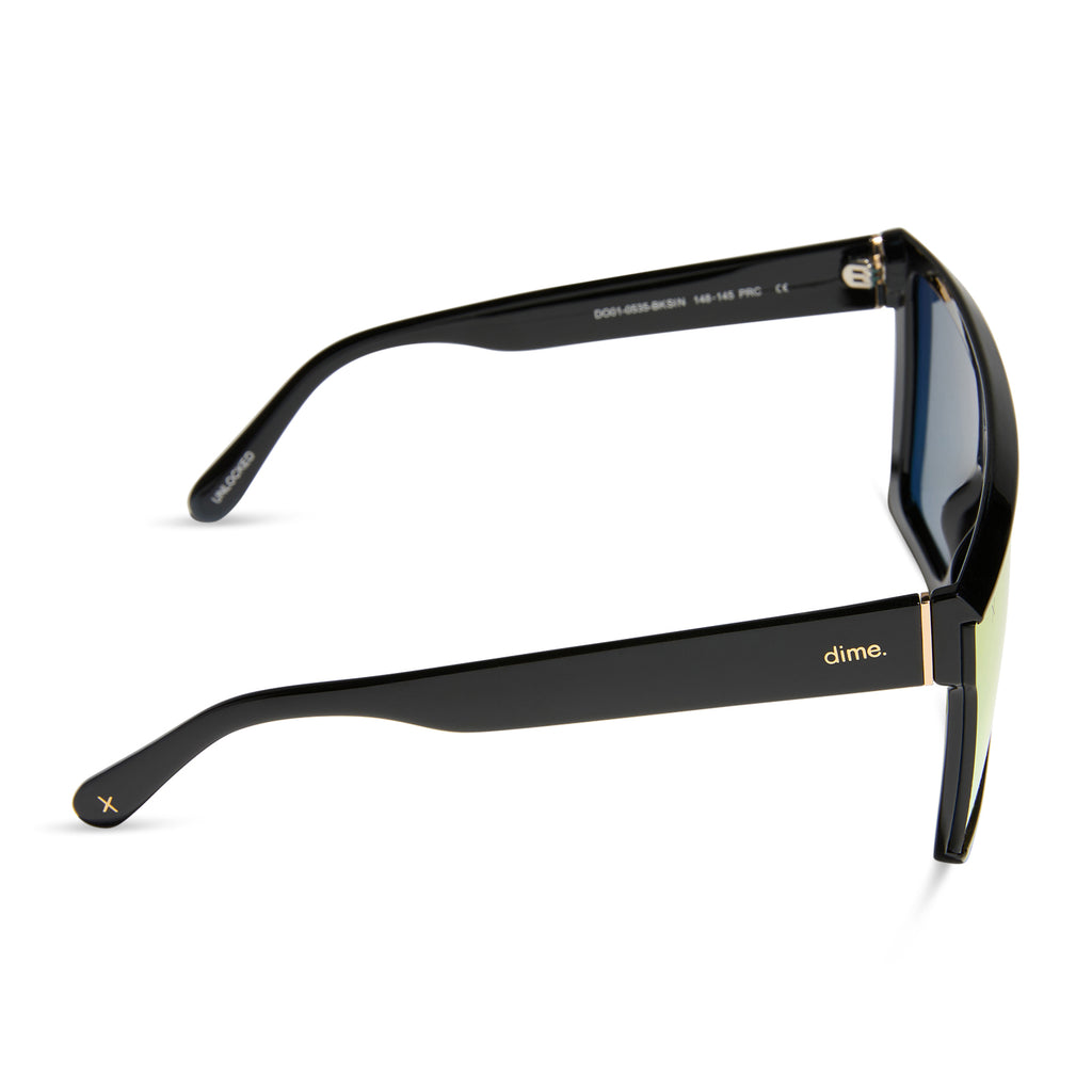 unlocked shield sunglasses matte black sunset mirror dime