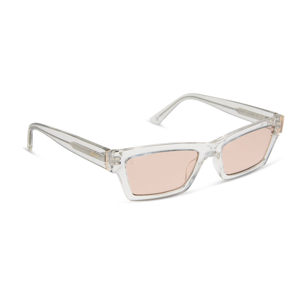 laurel cateye sunglasses, clear & rose pink gold flash