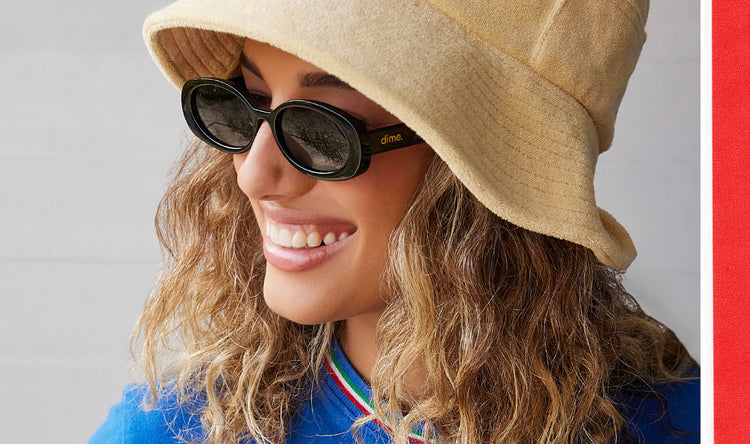 femaie wearing dime optics sawtelle