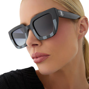 nevermore academy uniform - moody matte grey + glossy raven black + woeful black gradient polarized sunglasses