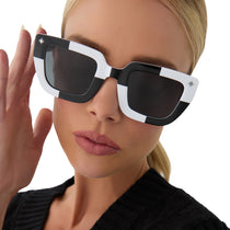 the wednesday addams - macabre black + white checkerboard + woeful smoke polarized sunglasses