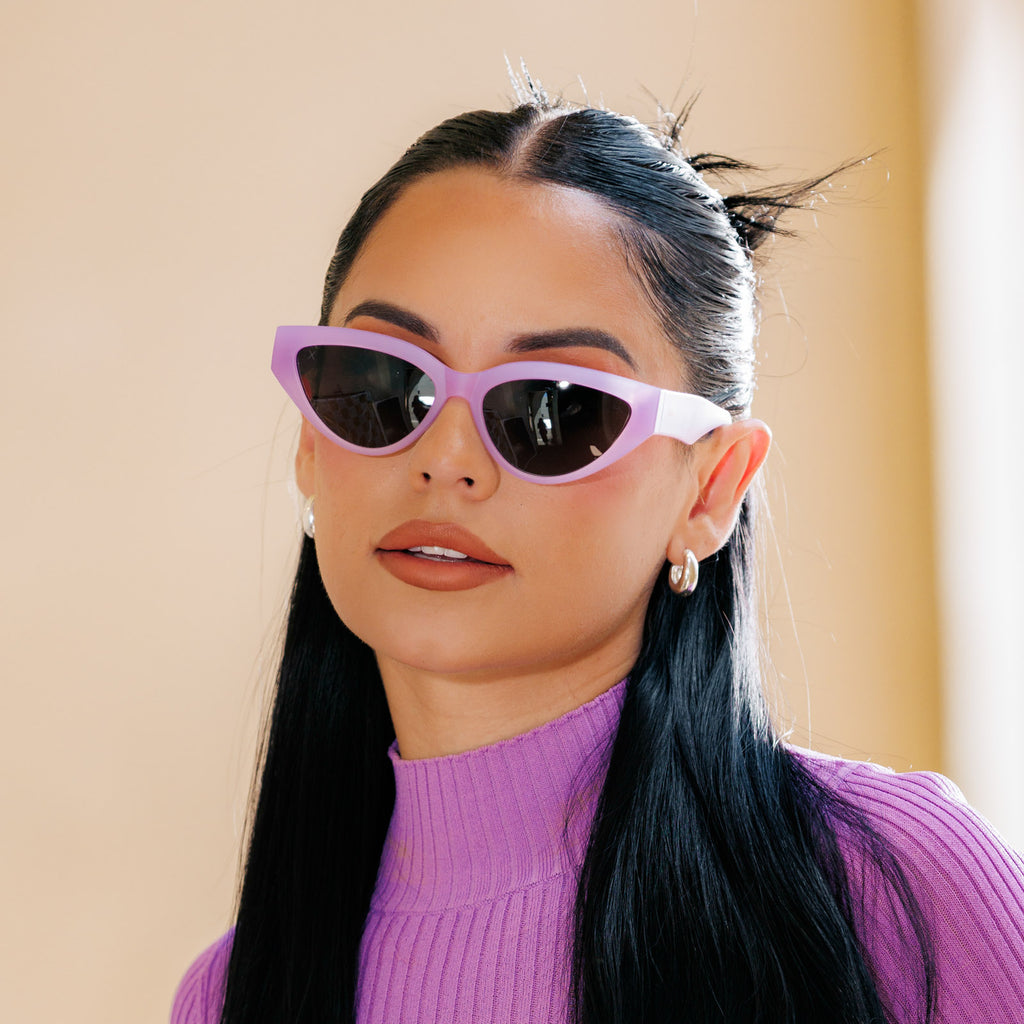 les do makeup last call sunglasses lavender fog + grey polarized