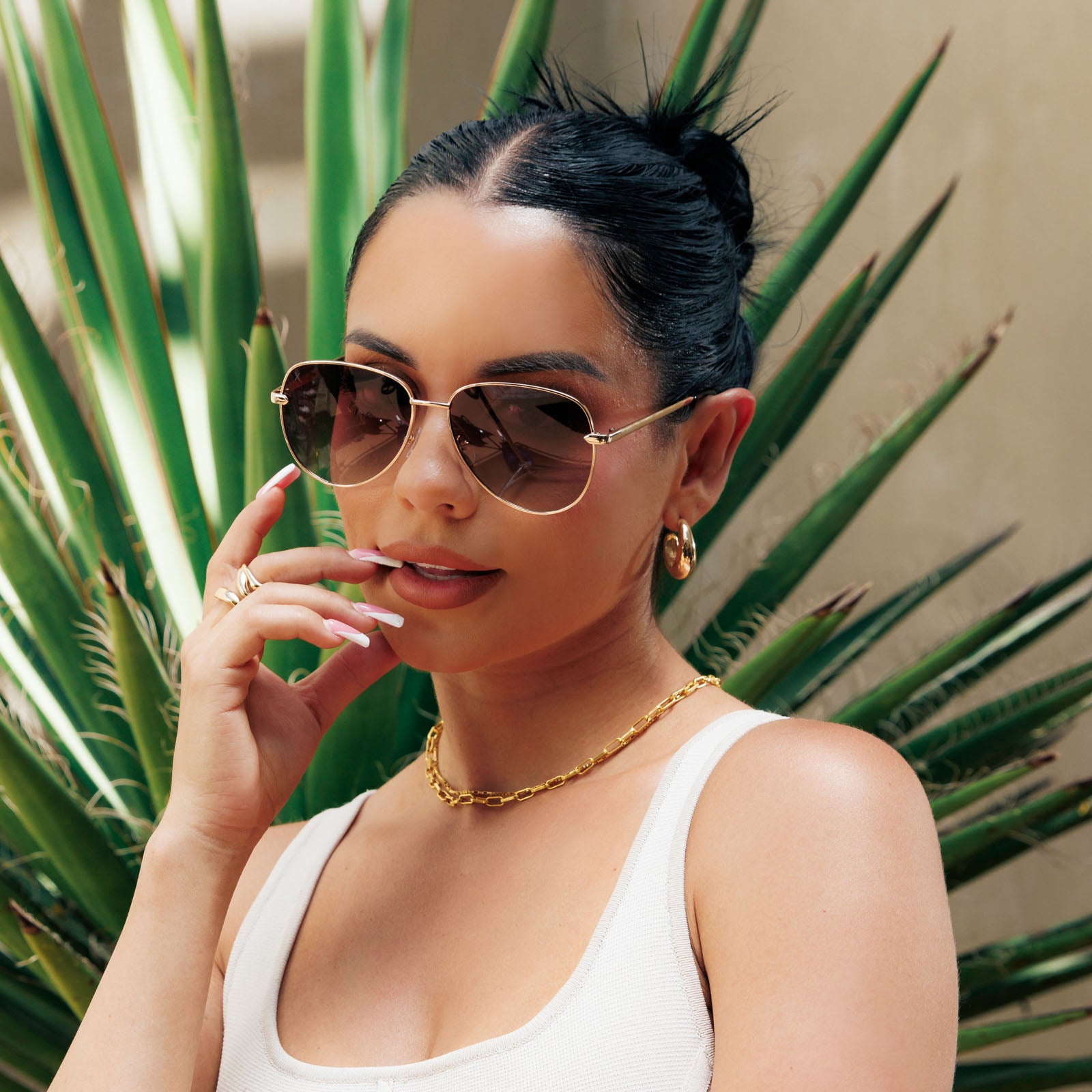 les do makeup after party sunglasses gold & brown gradient polarized