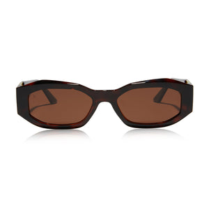 castro x dime optics pns square sunglasses with a tortoise frame and brown polarized lenses front view