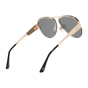 917 - gold shiny metal frame + solid grey sunglasses – Dime Optics