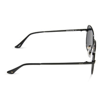 dime optics abbot aviator sunglasses with a matte black frame and pink mirror polarized lenses side view