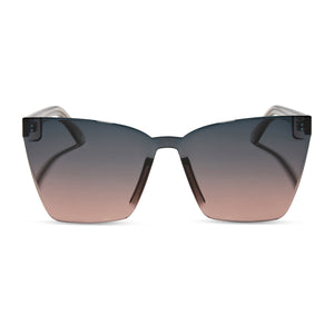 dime optics glendale cat eye sunglasses with a crystal cool grey frame and orchid gradient lenses front view
