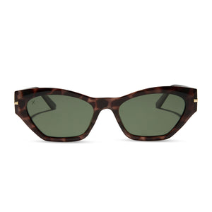 dime optics sawtelle cat eye sunglasses with a glossy quartz tortoise frame and g15 polarized lenses front view