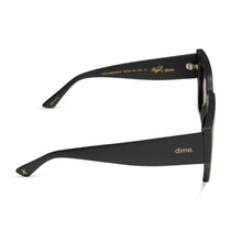 rissa g x dime optics she's a 10 square sunglasses with a glossy black frame with a dusk polarized lenses side view