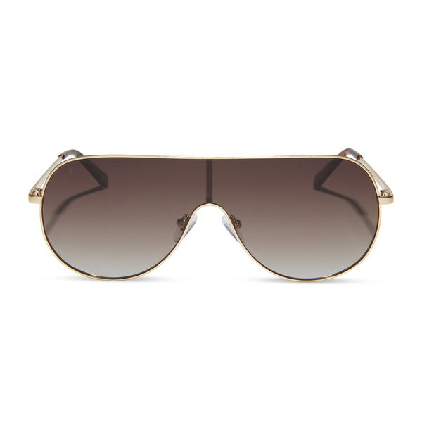 tarzana shield sunglasses - gold + brown gradient polarized - dime