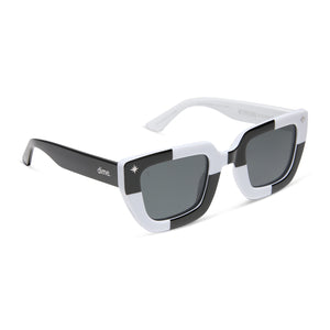 the wednesday addams - macabre black + white checkerboard + woeful smoke polarized sunglasses