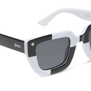 the wednesday addams - macabre black + white checkerboard + woeful smoke polarized sunglasses