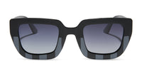 swatch for nevermore academy uniform - moody matte grey + glossy raven black + woeful black gradient polarized sunglasses