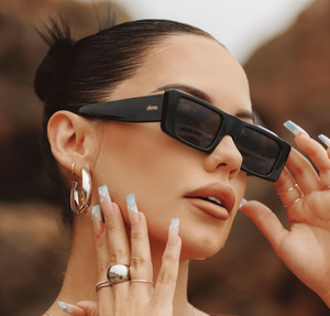 Les Do Makeup girls night glossy black sunglasses DIME Optics