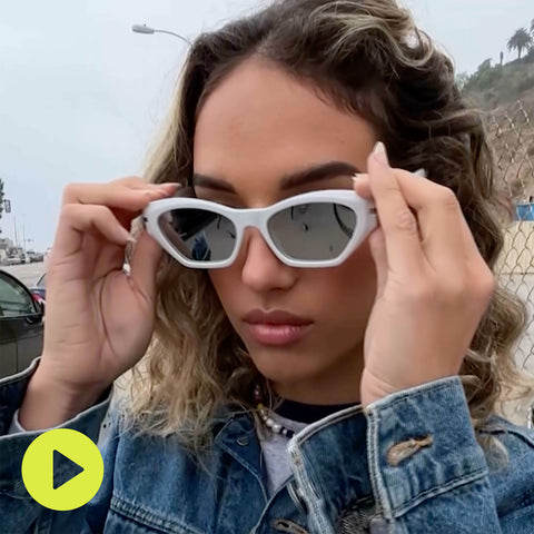 on model - dime optics video showcasing sawtelle sunglasses