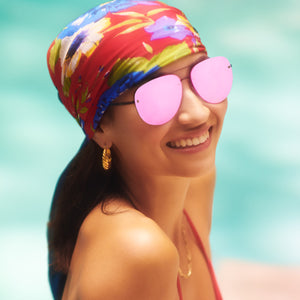 Pink mirror lens top sunglasses