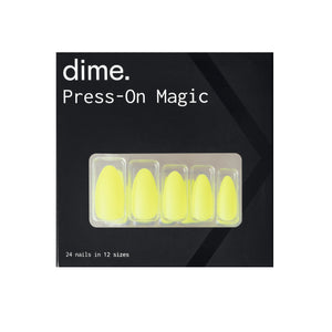 press on almond nails - neon yellow front