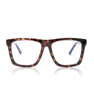 lucky daye X dime featuring the hangback in tortoise with blue light lens front view