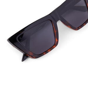 melrose cateye sunglasses, black/tortoise & solid grey lens