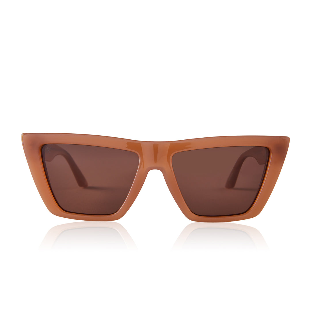 melrose cateye sunglasses light taupe & solid light brown dime